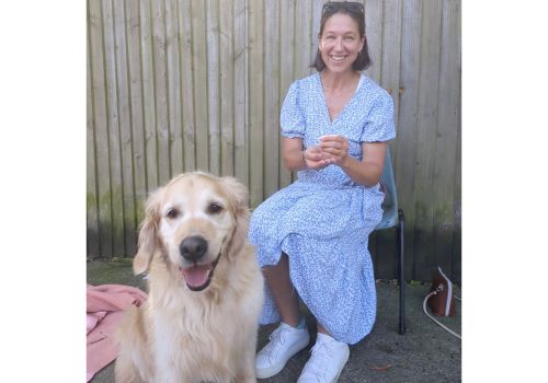 Second place Spring Raffle winner Emily meeting rescue dog Alfie