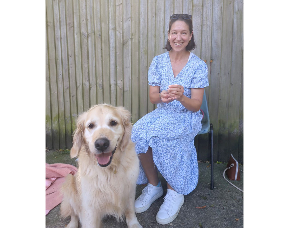 Second place Spring Raffle winner Emily meeting rescue dog Alfie 