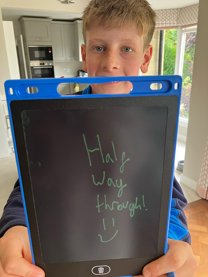 James and his message board during his 24 hour sponsored silence 