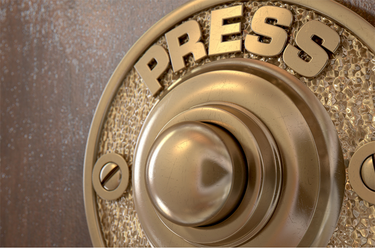 Doorbell with the word press on it